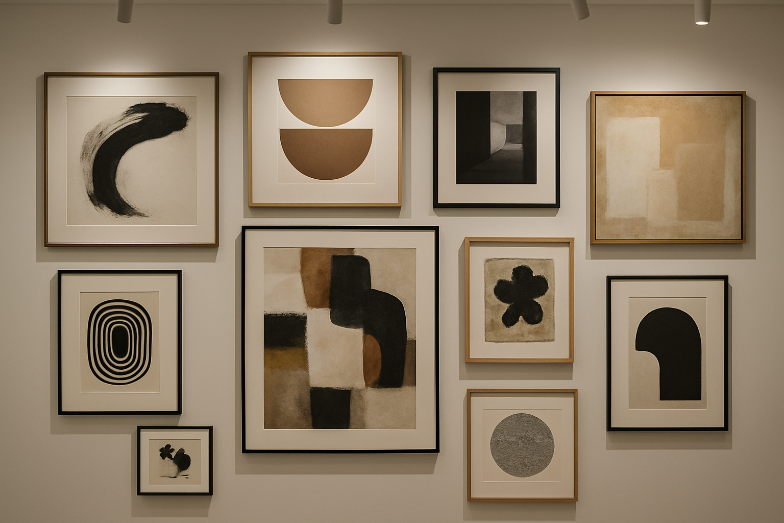 Mur de tableaux de decoration contemporain